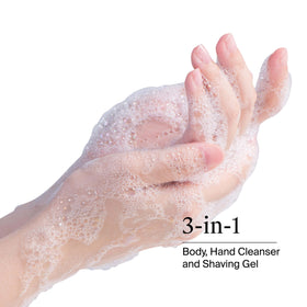 Neutrogena Rainbath gel in hand demonstrating smooth application and coverage