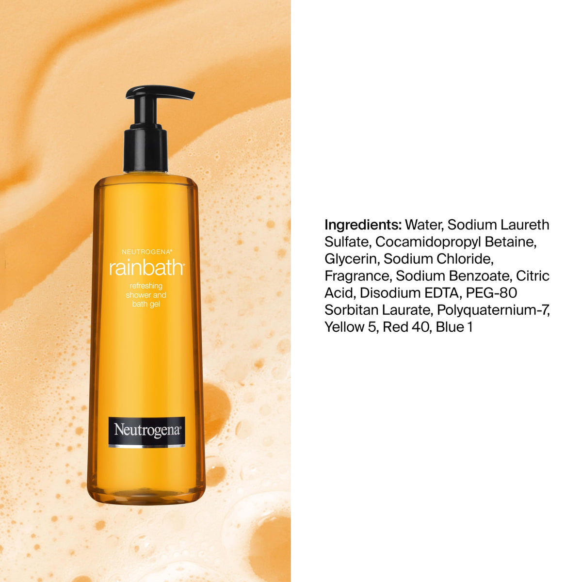 Neutrogena Rainbath 32 fl oz bottle next to everyday items for scale and value