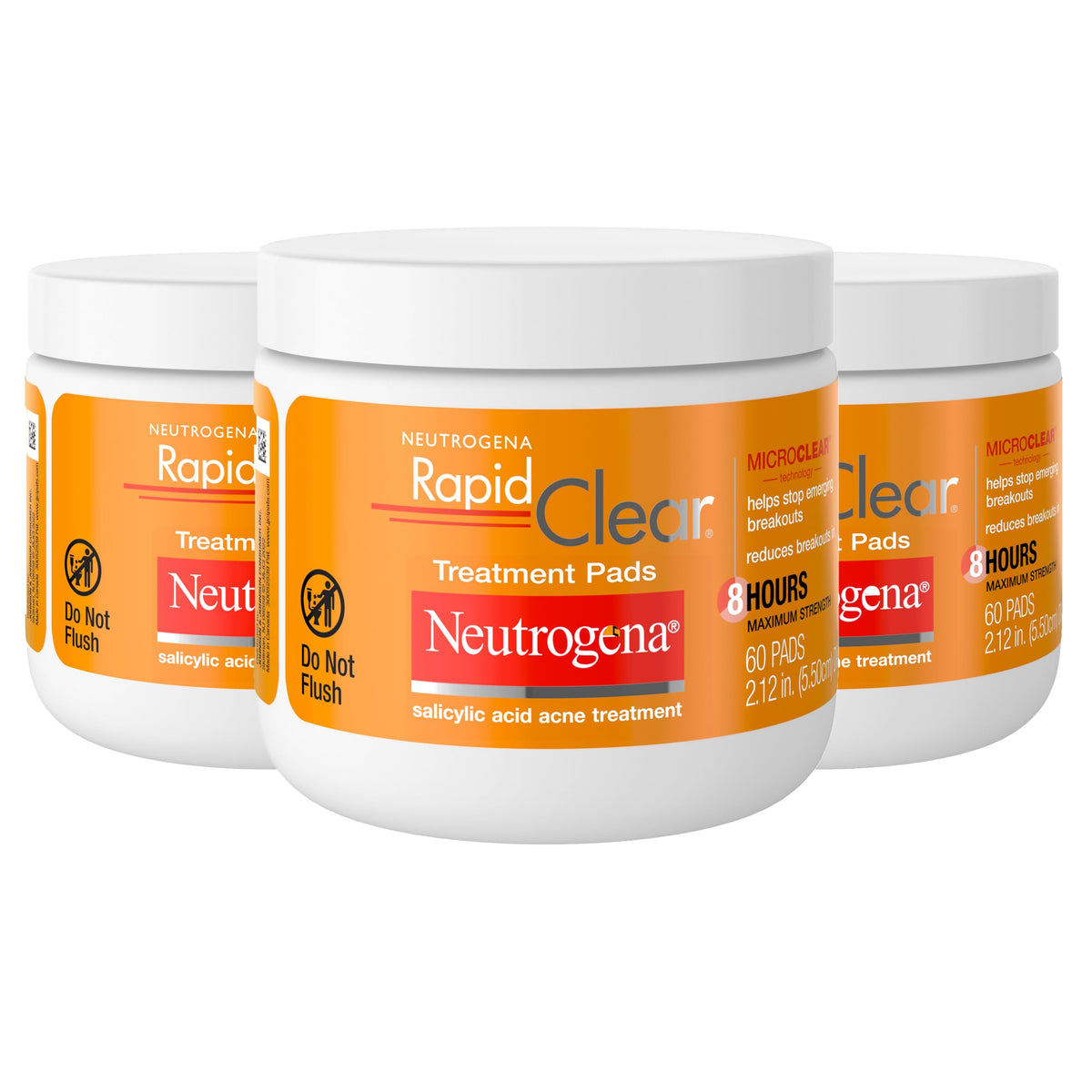 neutrogena front packaging showing rapid clear three-pack and product benefits