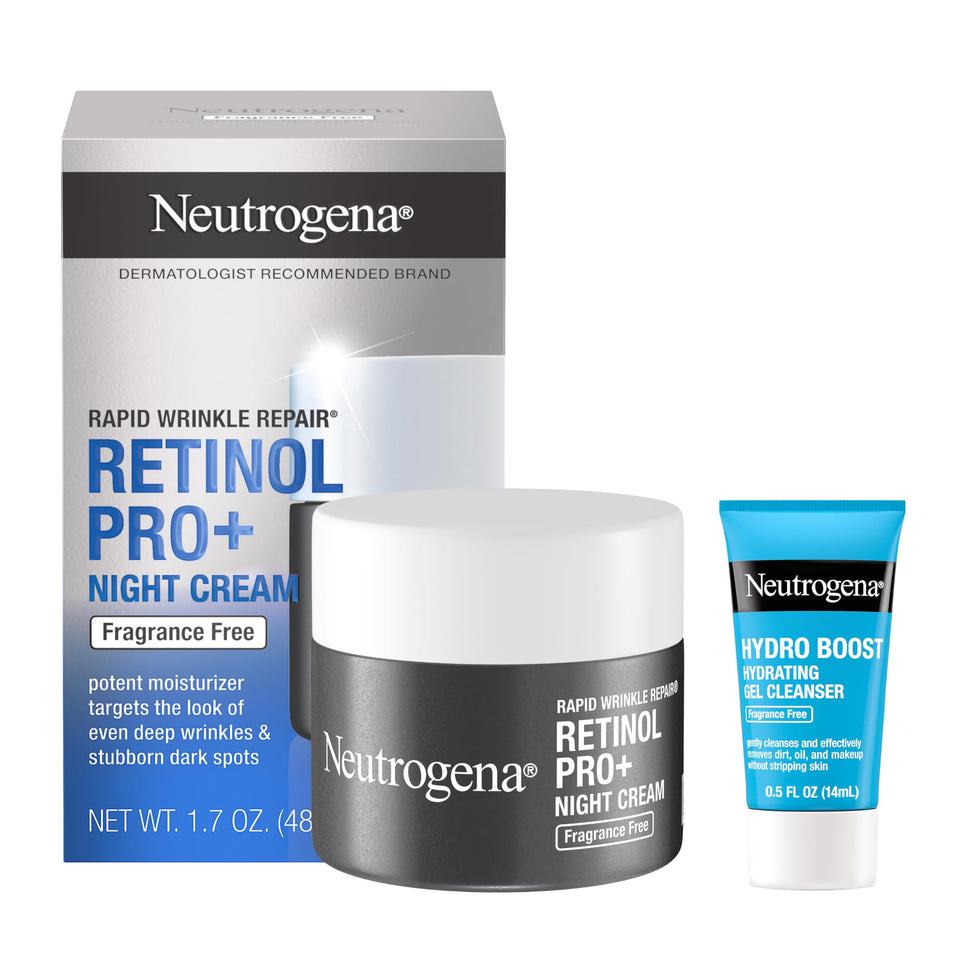 Neutrogena retinol Pro+ jar front view showing packaging and anti-aging benefit