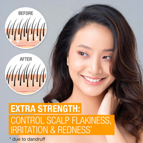 Neutrogena Scalp Therapy dispensing shampoo demonstrating easy pump use