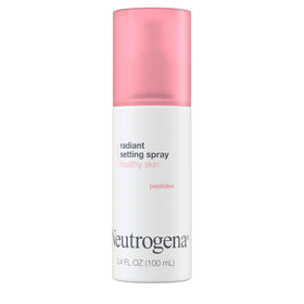 Neutrogena setting spray beside makeup kit shows finishing step benefit
