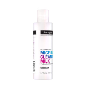 Neutrogena bottle held in hand to show 6.7 fl oz size and travel convenience