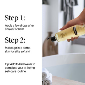 Hand holding Neutrogena bottle to show 8.5 fl oz scale benefit