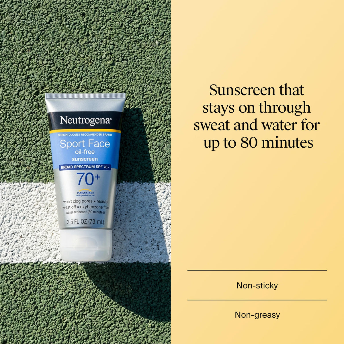 Neutrogena close-up texture of sunscreen highlighting fast absorption benefit