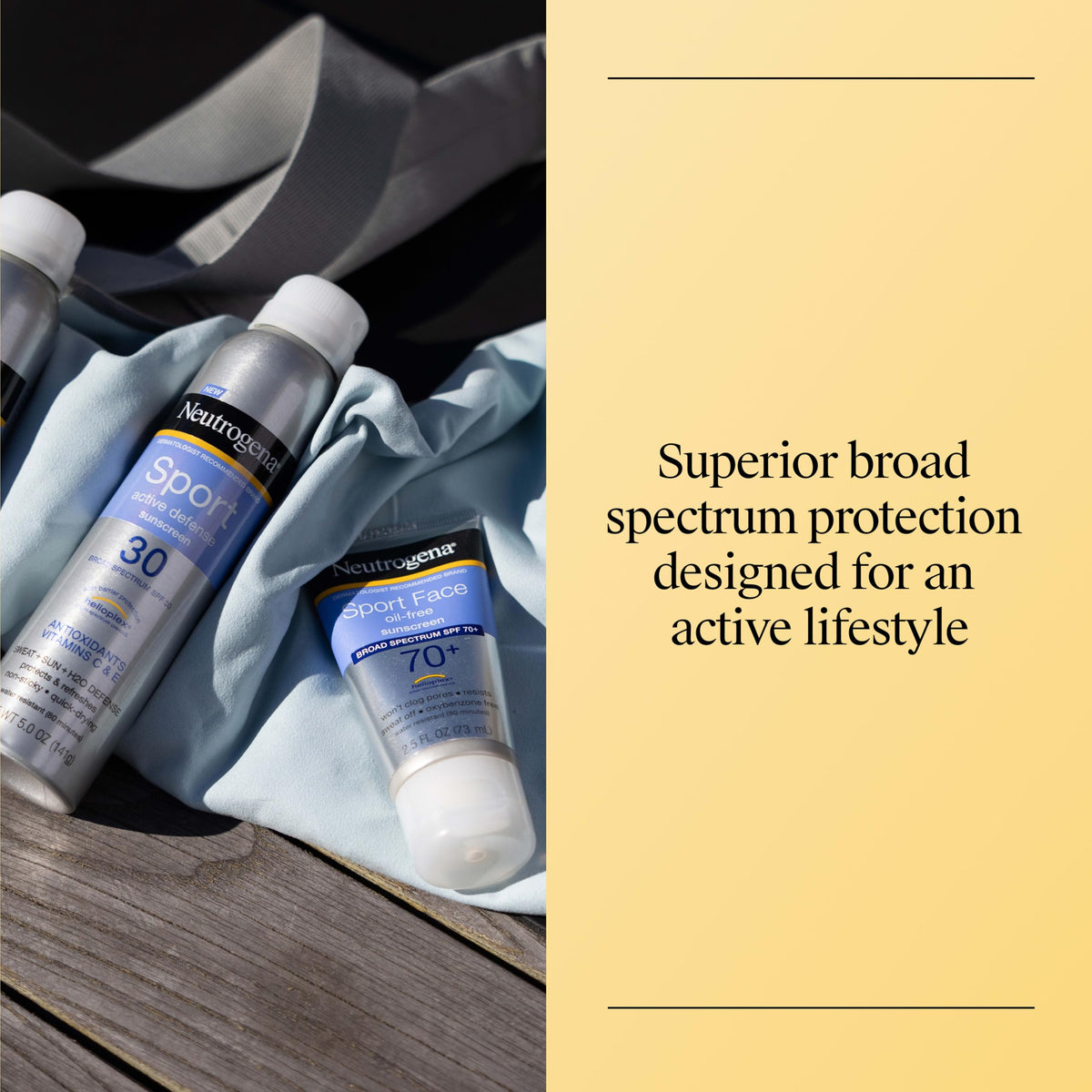 Neutrogena next to hand to illustrate 2.5 fl oz travel-friendly benefit