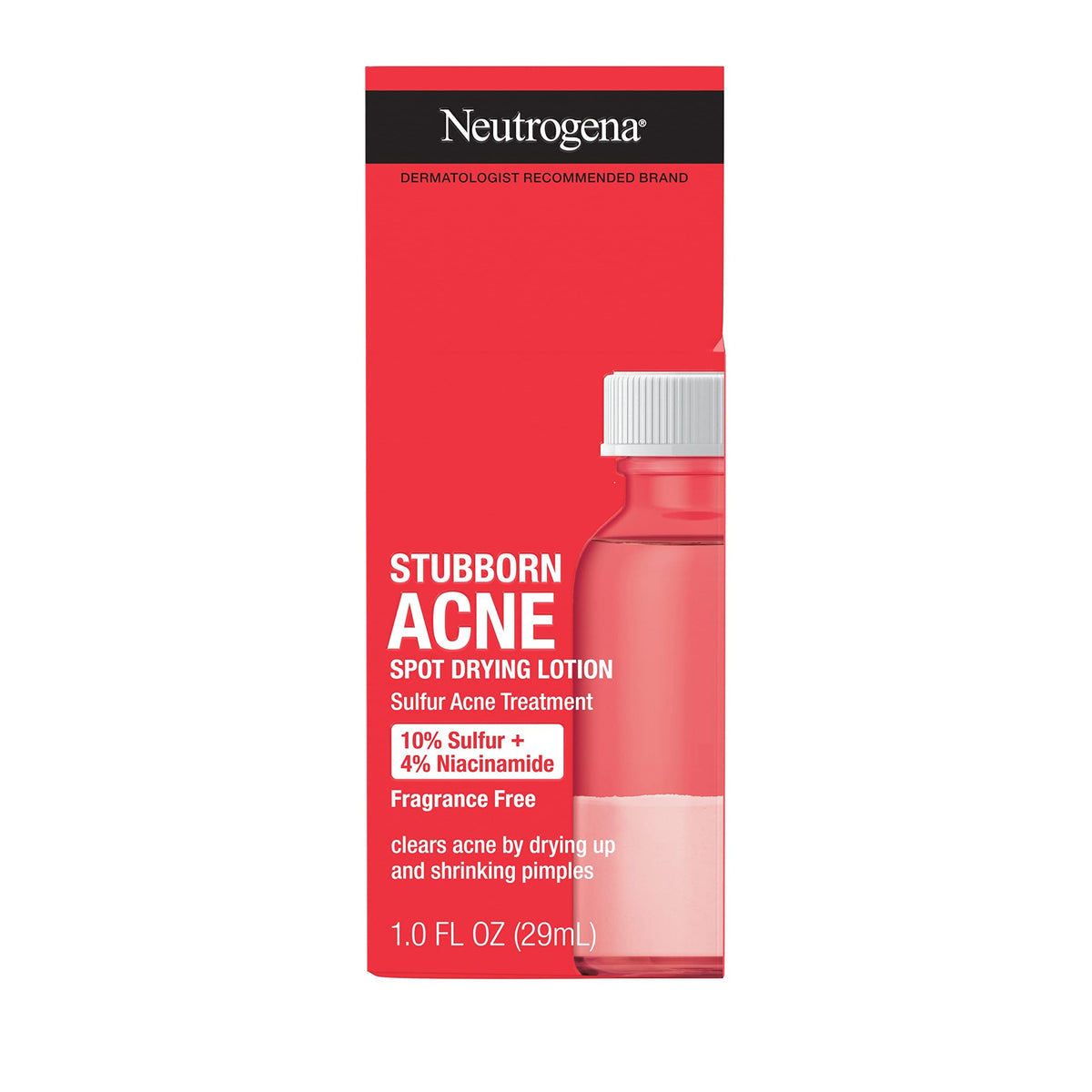 Neutrogena illustrative before and after effects of spot treatment showing reduced redness