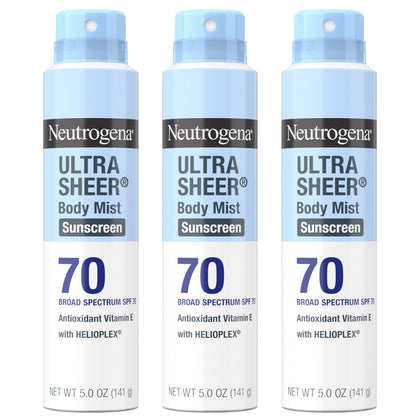 Neutrogena front packaging showing SPF 70 and spray convenience for strong protection