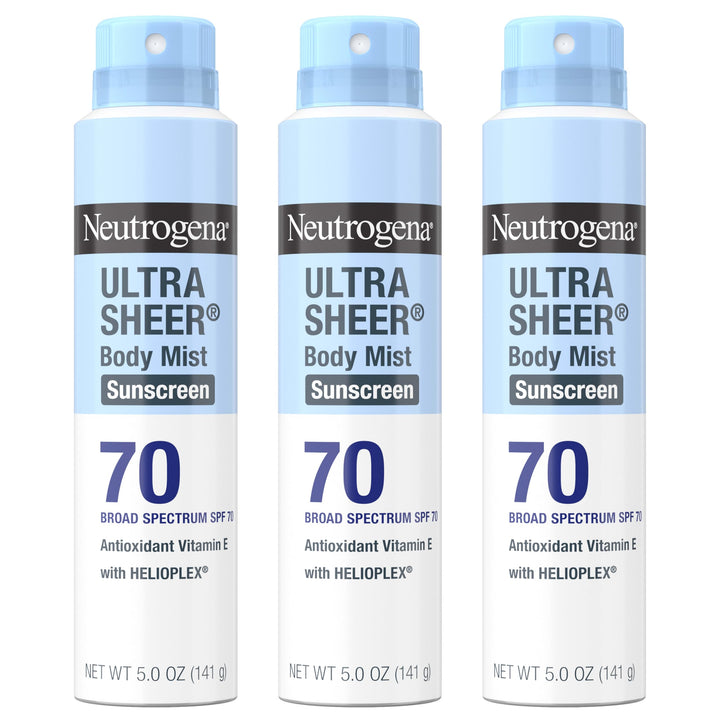 Neutrogena front packaging showing SPF 70 and spray convenience for strong protection