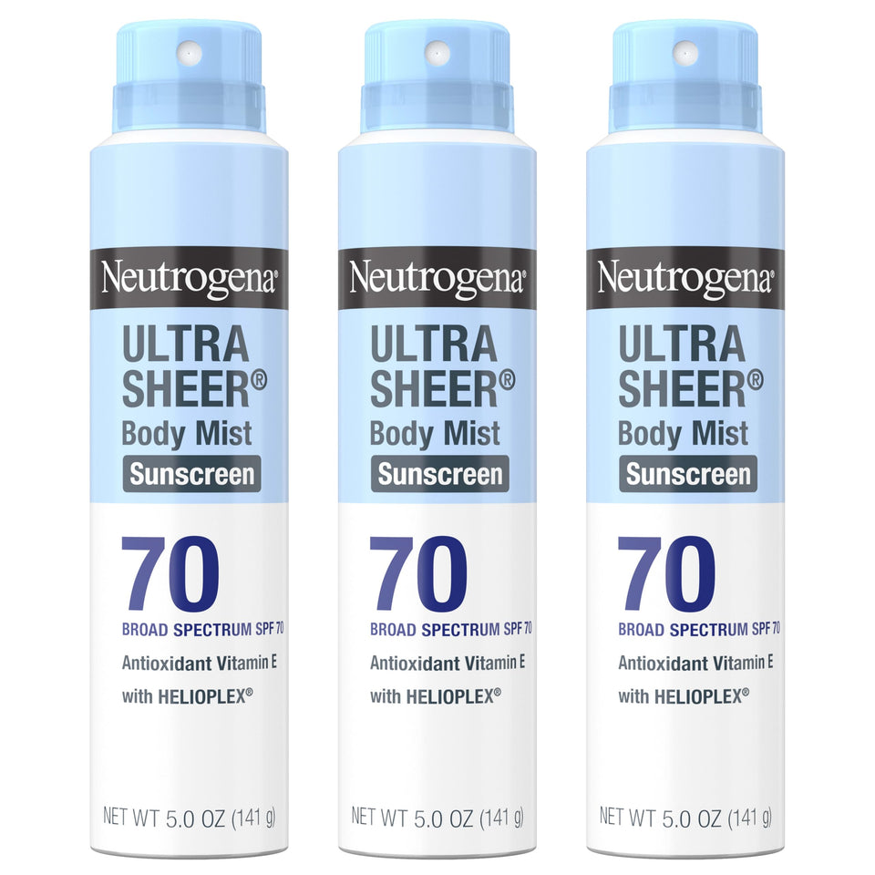 Neutrogena front packaging showing SPF 70 and spray convenience for strong protection