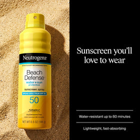 Neutrogena spray nozzle close-up demonstrating easy, even application