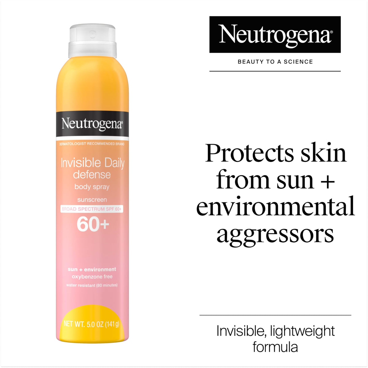 Neutrogena spray nozzle close-up for fast, even sunscreen application
