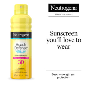 Neutrogena spray nozzle closeup for precise, mess-free application