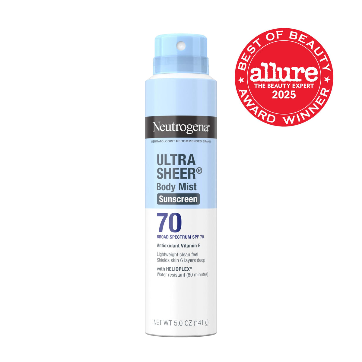 Neutrogena close-up of side label highlighting ingredients, benefits, and usage directions