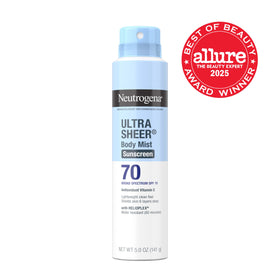 Neutrogena close-up of side label highlighting ingredients, benefits, and usage directions