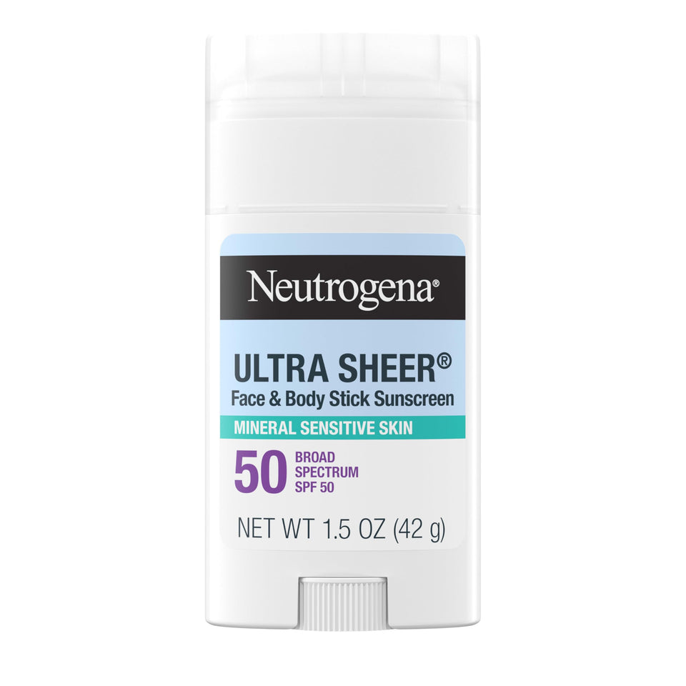 Neutrogena stick front packaging showing SPF 50 protection and compact size