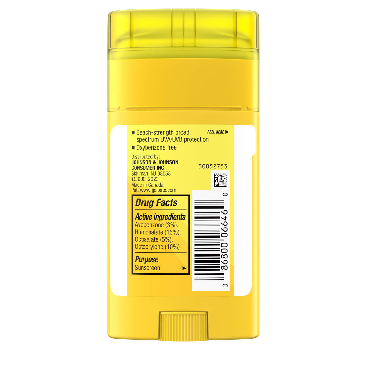 Neutrogena stick label close-up highlighting reef act 104 compliant formula