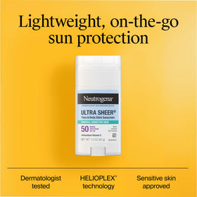 Neutrogena close-up texture of stick showing smooth dry-touch finish and non-greasy feel