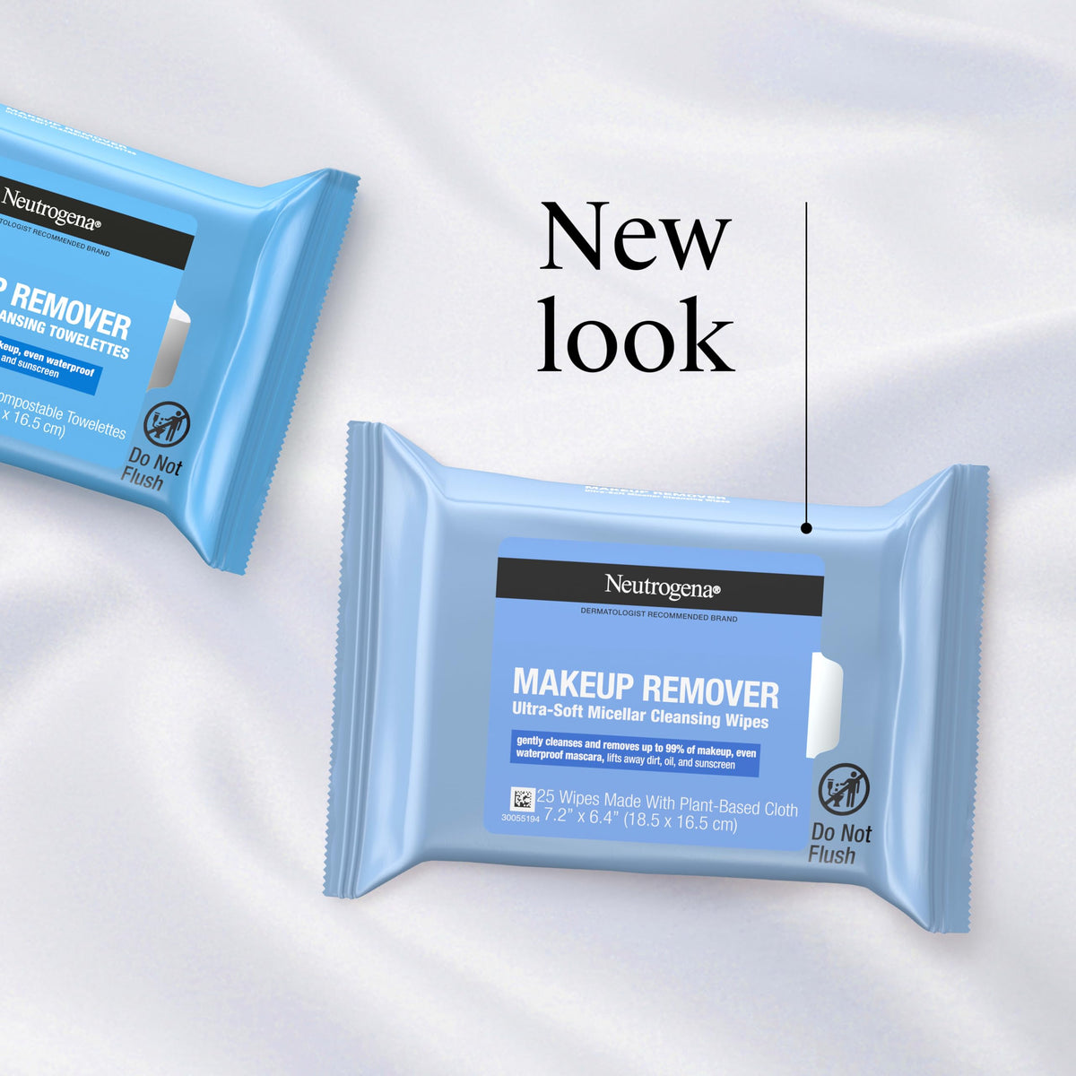 Neutrogena cloth texture detail highlighting plant-based fabric and gentle touch