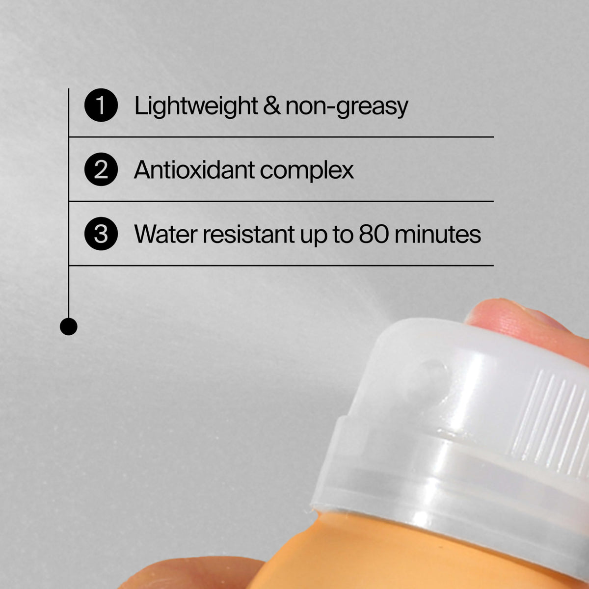 Neutrogena spray texture droplet detail highlighting quick-dry, lightweight feel
