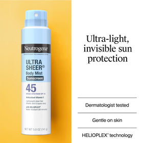 Neutrogena aerosol nozzle close-up illustrating controlled mist and easy application