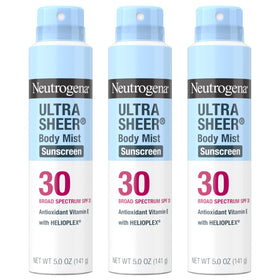 neutrogena front packaging showing SPF 30 protection and spray bottle benefit
