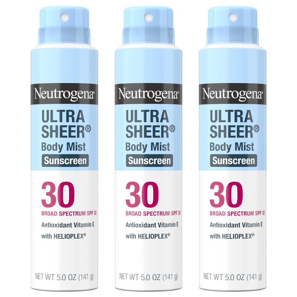 neutrogena front packaging showing SPF 30 protection and spray bottle benefit