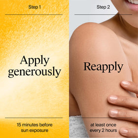 Neutrogena lifestyle beach use with person reapplying before swimming activity