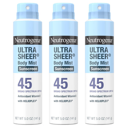 Neutrogena bottle front packaging showing SPF 45 protection benefit