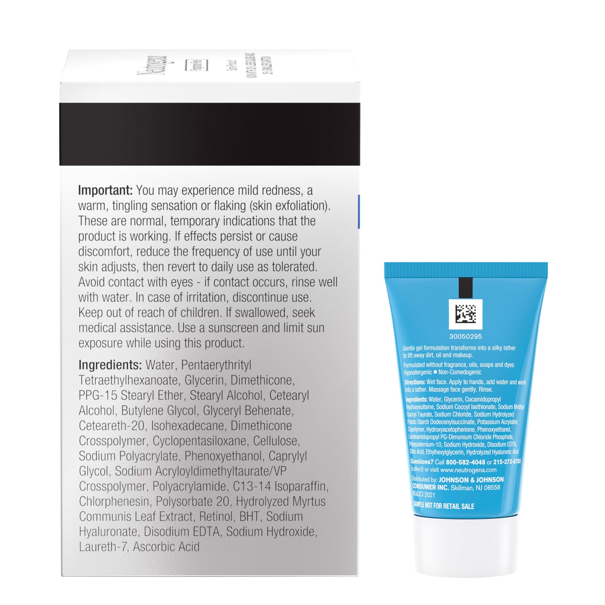 Neutrogena application scene comparing skin appearance to show visible smoothing