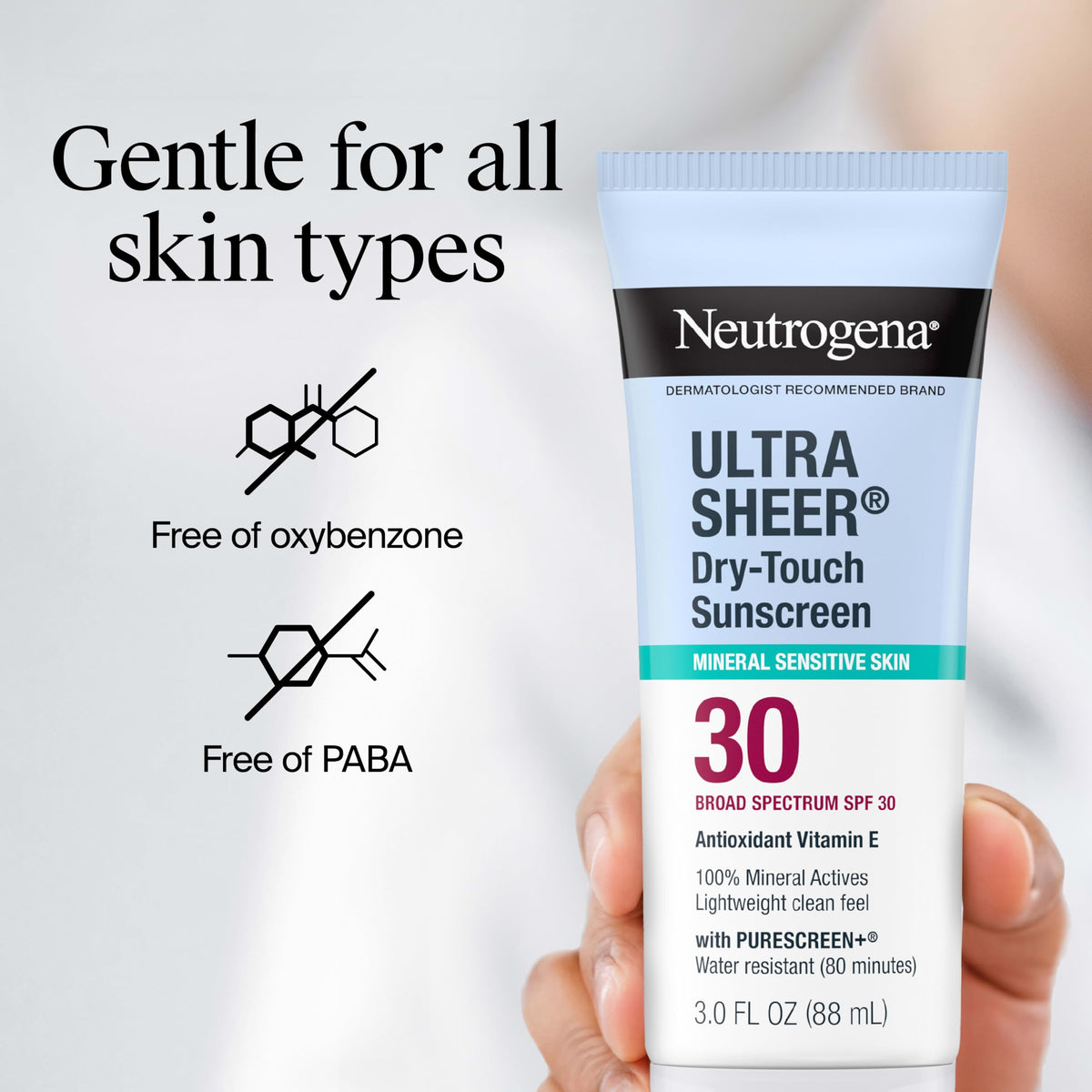 Neutrogena splash showing water-resistance up to 80 minutes during activity