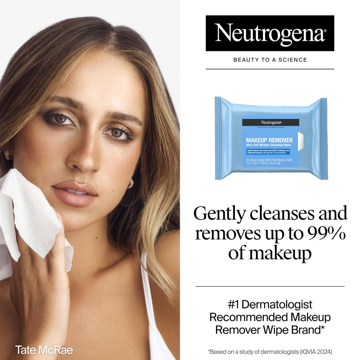 Neutrogena wipe close-up displaying soft pre-moistened cloth and gentle texture