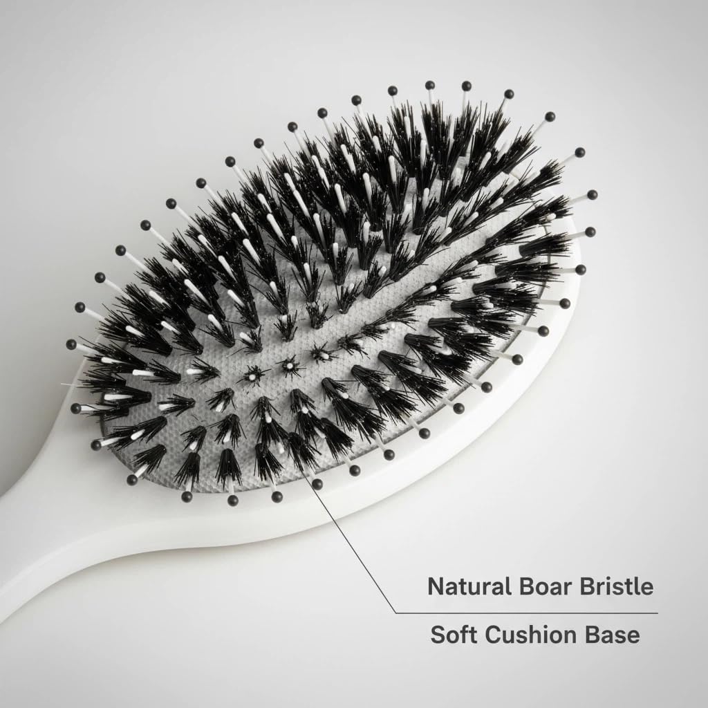 Nevecen brush in use on curly hair reducing frizz and detangling gently