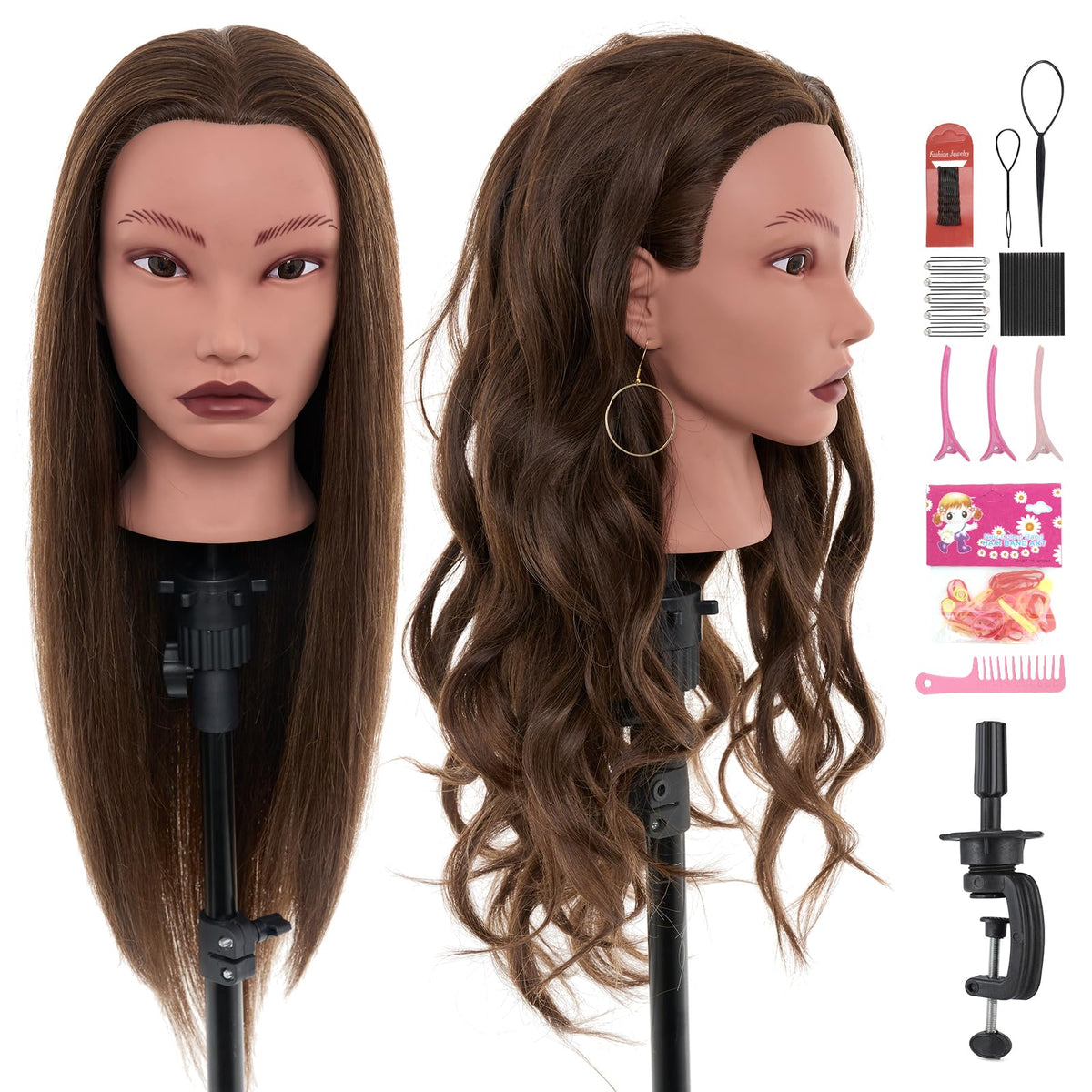 Neverland front-facing mannequin head showing length and styling options