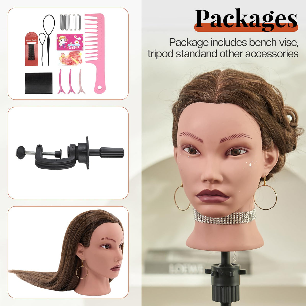 Neverland mannequin beside ruler demonstrating 20-inch hair length