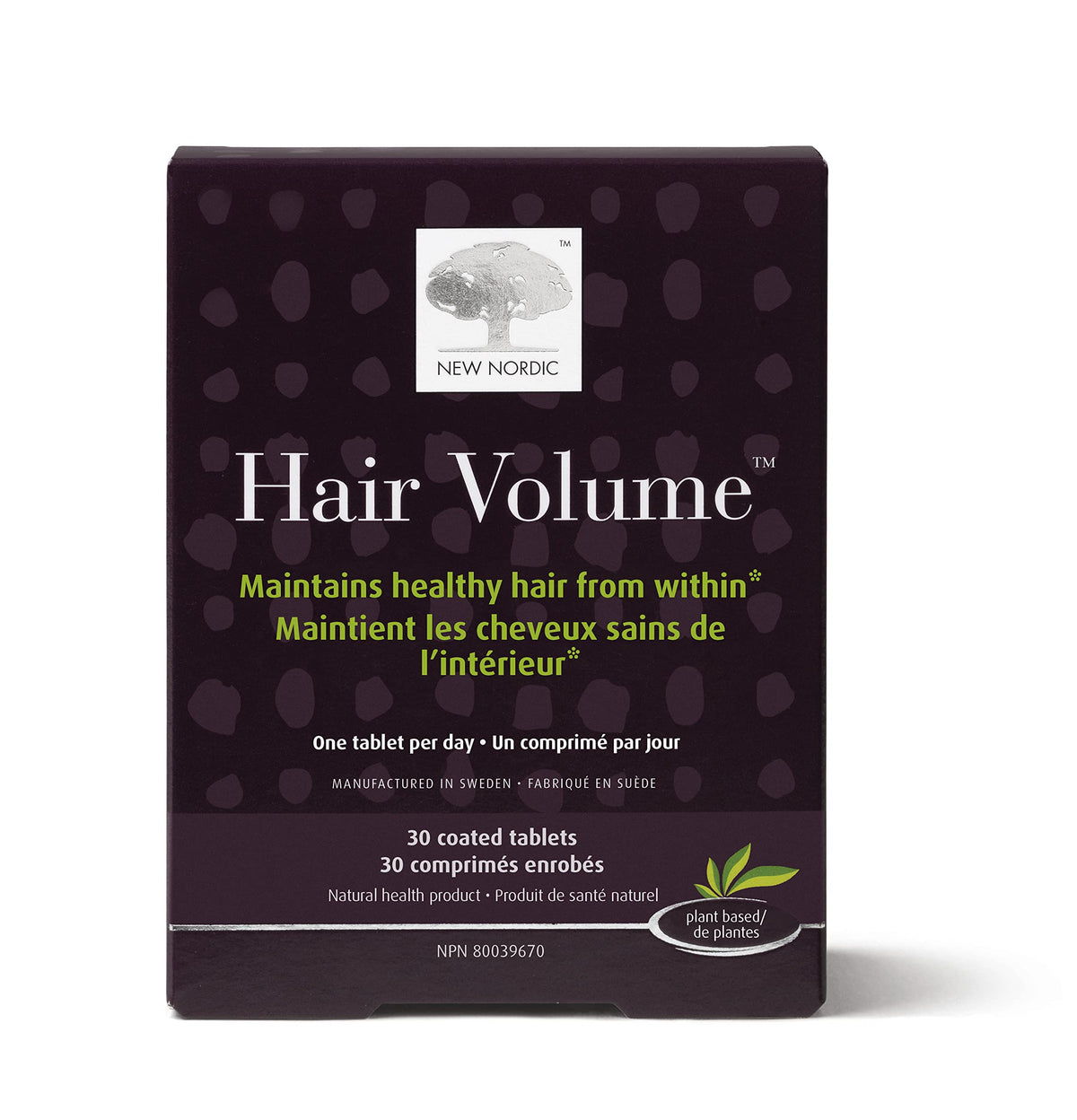 NEW NORDIC front packaging showing hair volume tablets and clear labeling for quick identification