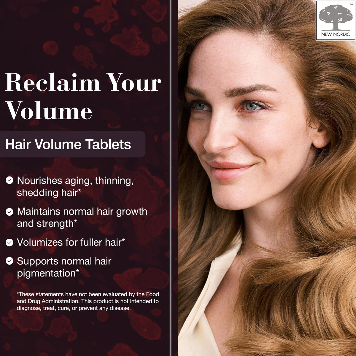 NEW NORDIC label zoom showing biotin dose and clean-ingredient claims