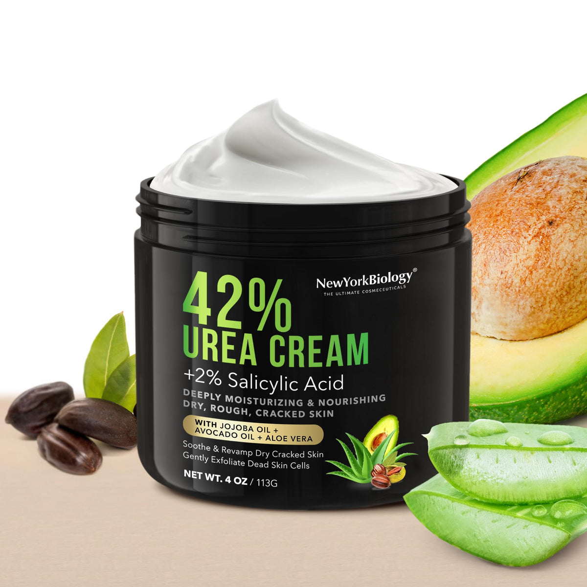 New York Biology applied to heel demonstrating softened dry skin benefit