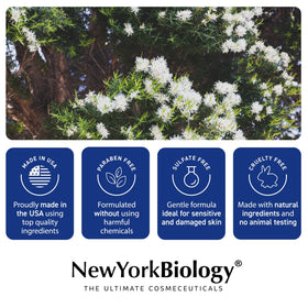 New York Biology in-shower lifestyle shot with person using wash, showing cooling refreshment
