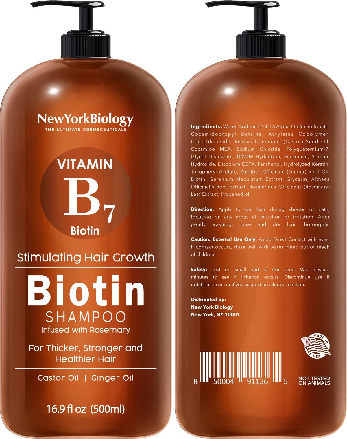 NEW YORK BIOLOGY label close-up highlighting ingredients and clean formulation benefit