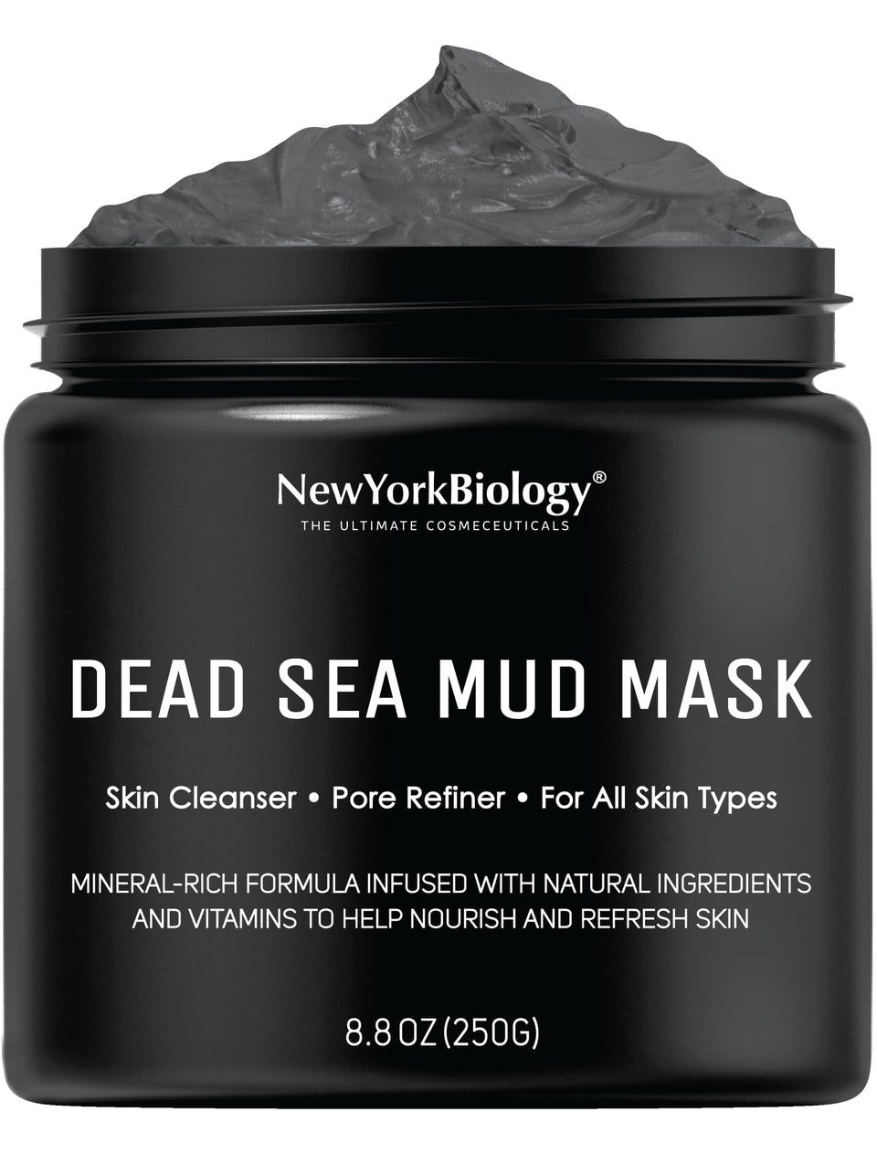 New York Biology front jar view showing label and spa-quality benefits