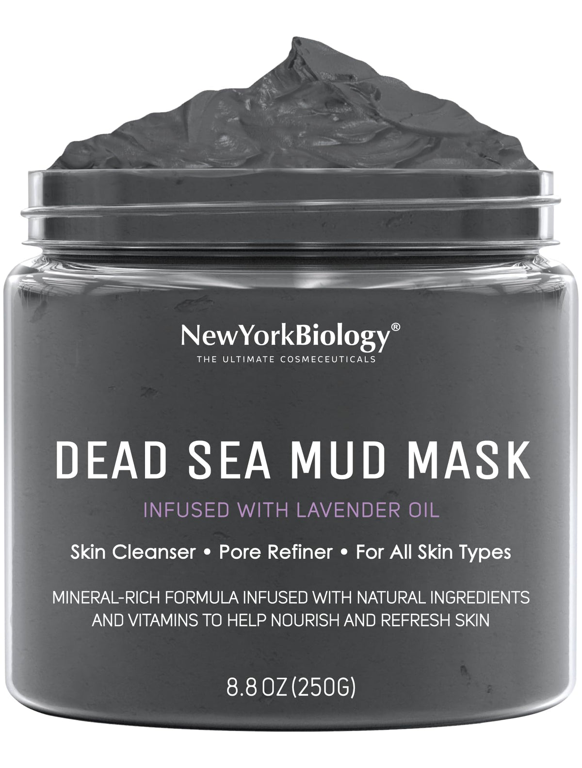 NEW YORK BIOLOGY front packaging showing jar and label, highlights spa-quality benefits