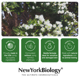 NEW YORK BIOLOGY in-shower use demonstrating body and feet cleansing benefit
