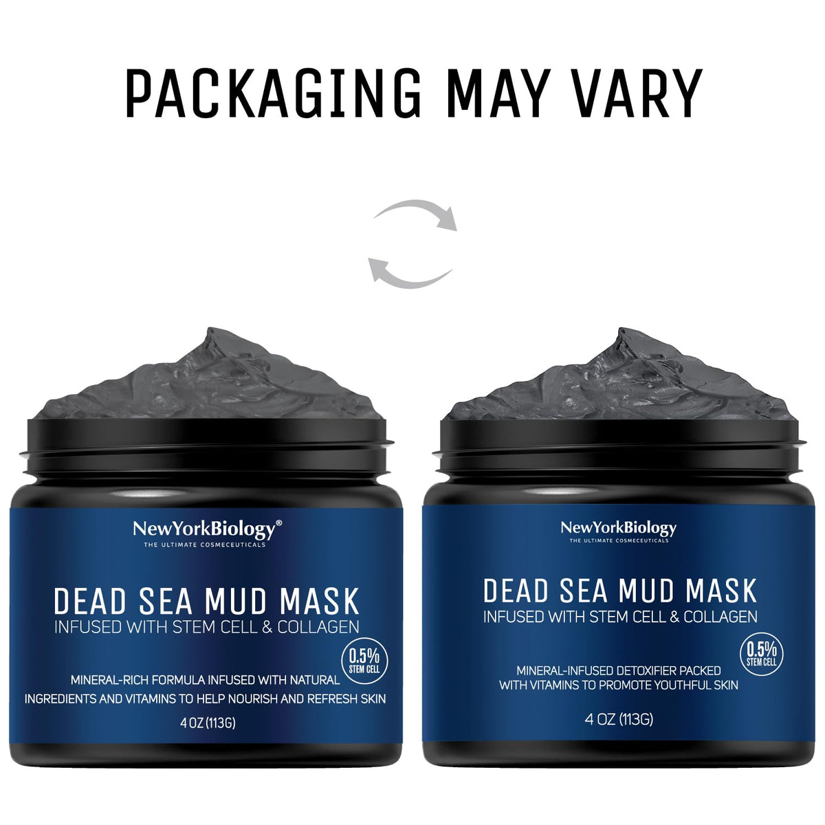 New York Biology open jar revealing creamy dark mud texture for effective pore cleansing and gentle exfoliation