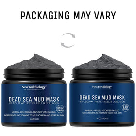 New York Biology open jar revealing creamy dark mud texture for effective pore cleansing and gentle exfoliation