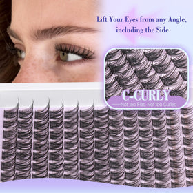 Newcally before and after eye showing fuller, lifted lash benefit