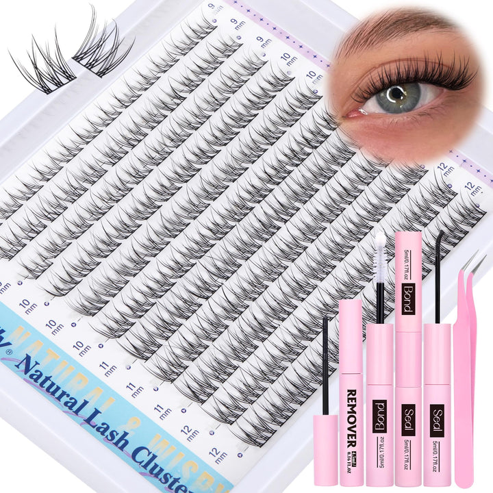 Newcally front packaging showing full DIY lash cluster kit and easy setup