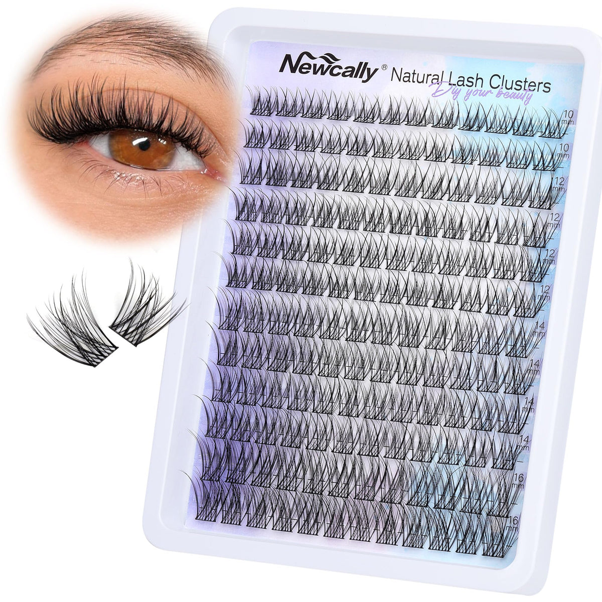 Newcally front packaging showing product and lengths for easy selection