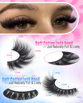Newcally lashes applied on eye demonstrating dramatic 18mm cat-eye effect