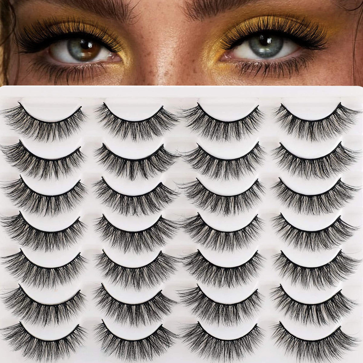 Newcally lashes on vanity with mirror conveying everyday wearable elegance